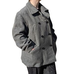 J. Crew Womens Grey Double Breasted Heavy Wool Cashmere Blend Pea Coat sz Med